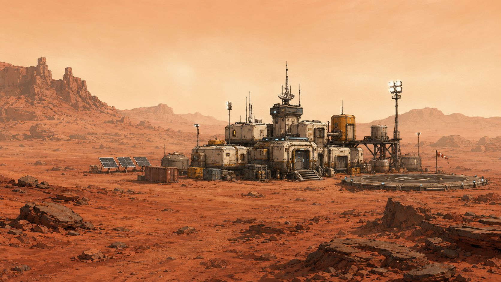 A research station on the surface of Mars