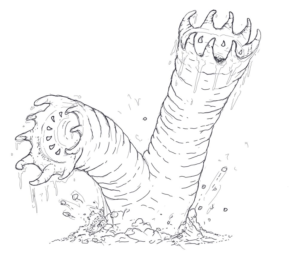 Pencil concept sketch: Multi-headed worm