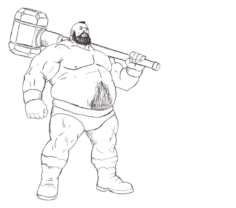 Pencil concept sketch: The Hammer